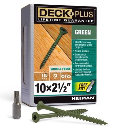 DCK SCREW 10X2.5" GRN 1#